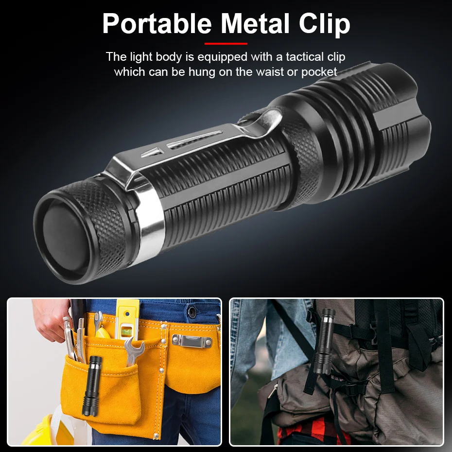 Super Bright Mini LED Flashlight Waterproof Portable Torch 5 Lighting Modes Zoom Flashlamp For Climbing Camping Outdoor Lighting