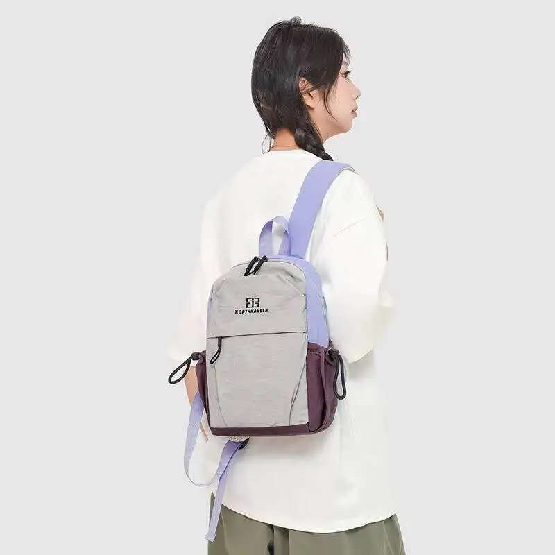 New Color Block Backpack Waterproof Nylon Multiple Pockets Breathable Mesh Straps Adjustable for Daily Commute Travel Casual