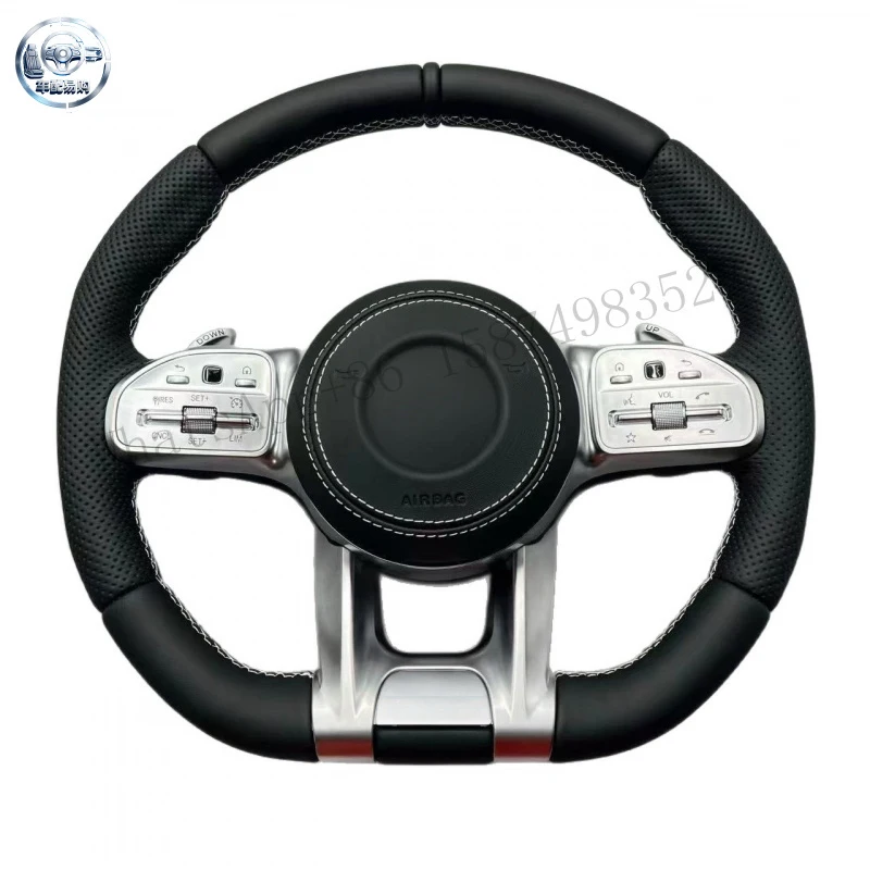 Suitable for Mercedes-Benz AMG models, genuine leather sports steering wheel modification and upgrade with multi-function button