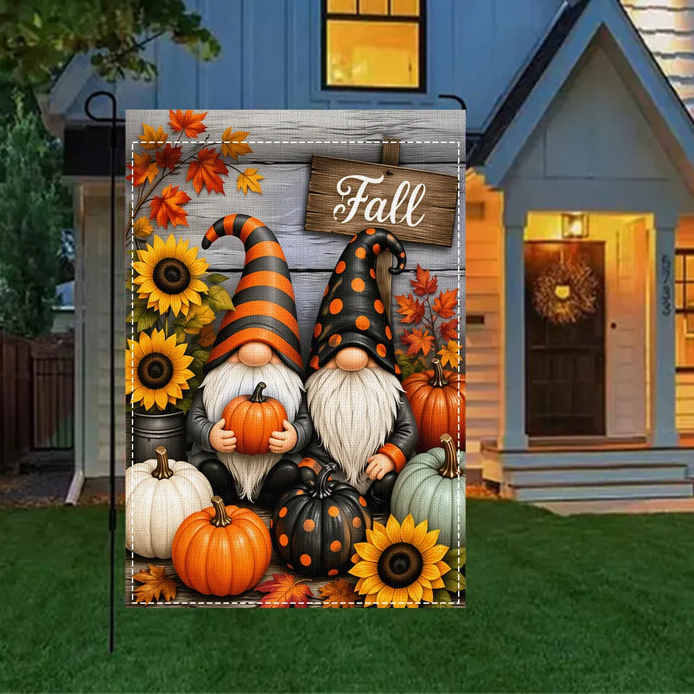 1pc Fall Pumpkin Garden Flag, Duplex Print, Perfect for Fall Patio and Outdoor Holiday Decorations (Pole Not Included)