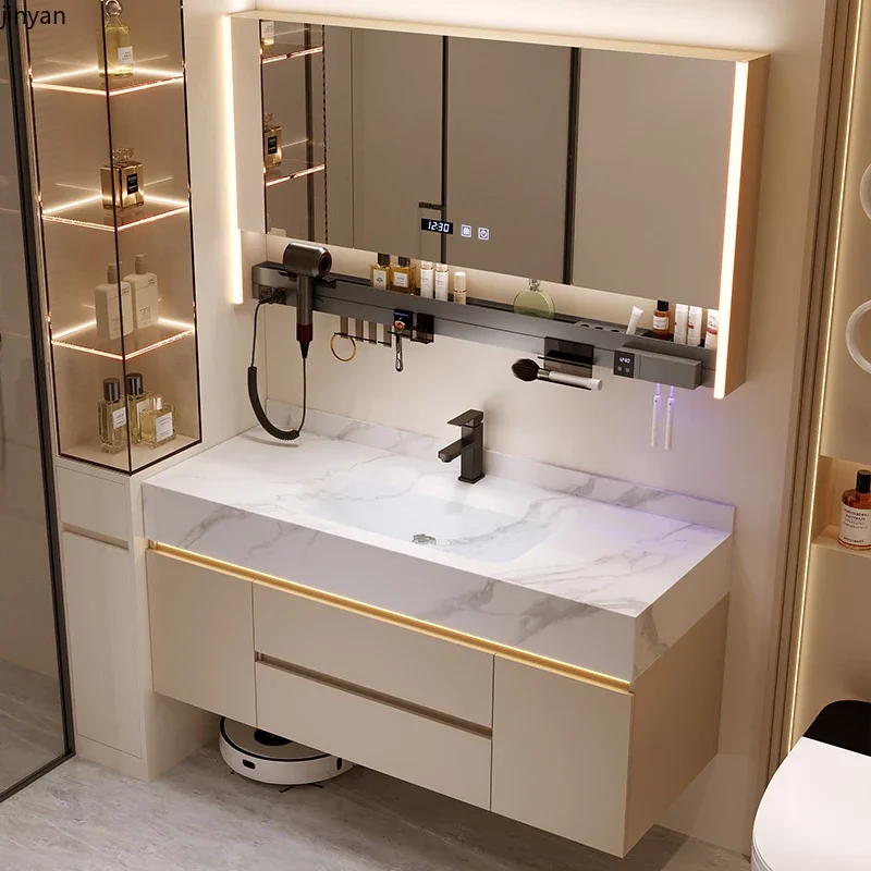 

Nordic Bathoom Cabinets Storage Integrated Slab Basin Led Mirror Cabinets Living Room Vetrinette Da Esposizione Home Furniture