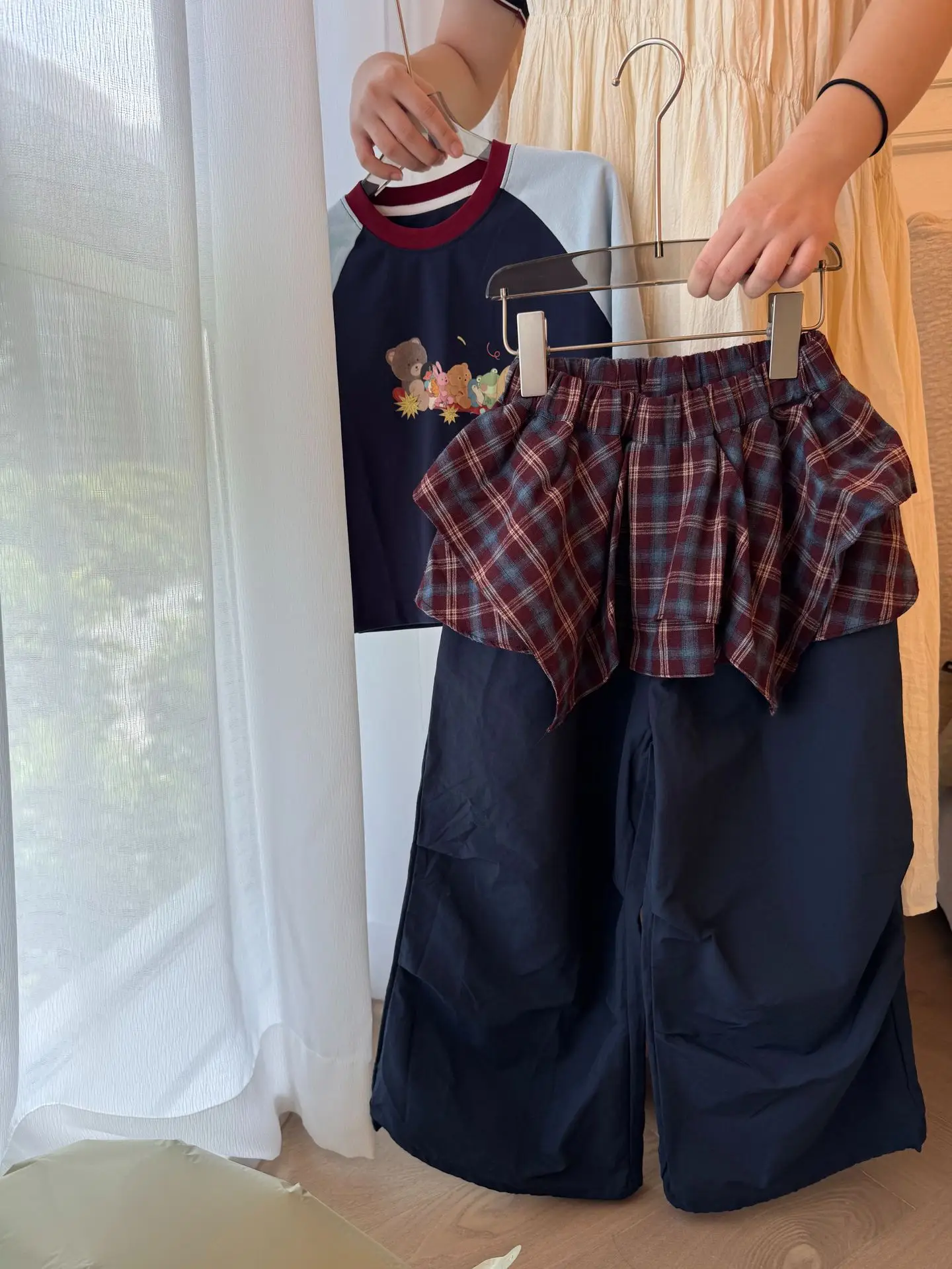 2025 جديد الكورية موضة الفتيات السراويل الخريف خمر عادية اليومية منقوشة سروال فستان فو قطعتين بنطلون للأطفال 2-8Y #6