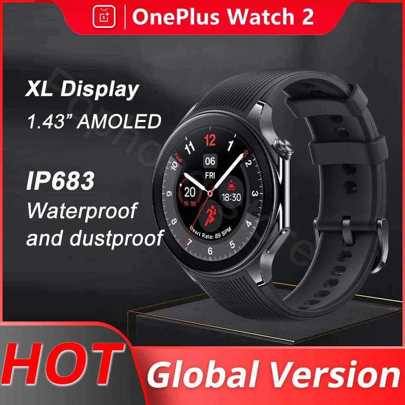 Global Version OnePlus Watch 2 Smart Watch 2GB RAM 32GB ROM 1.43'' AMOLED Display Google Wear OS 4 Dual Frequency GPS NFC