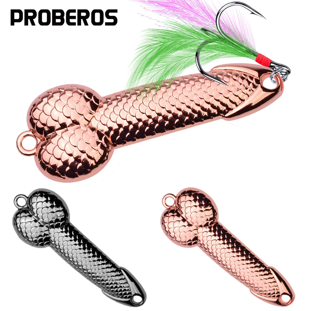 PROBEROS 1pc Metal Spoon Fishing Lure 3g 7g 11g 15g 21g 28g 36g Artificial Hard Bait with Feather Hook for Saltwater Freshwater