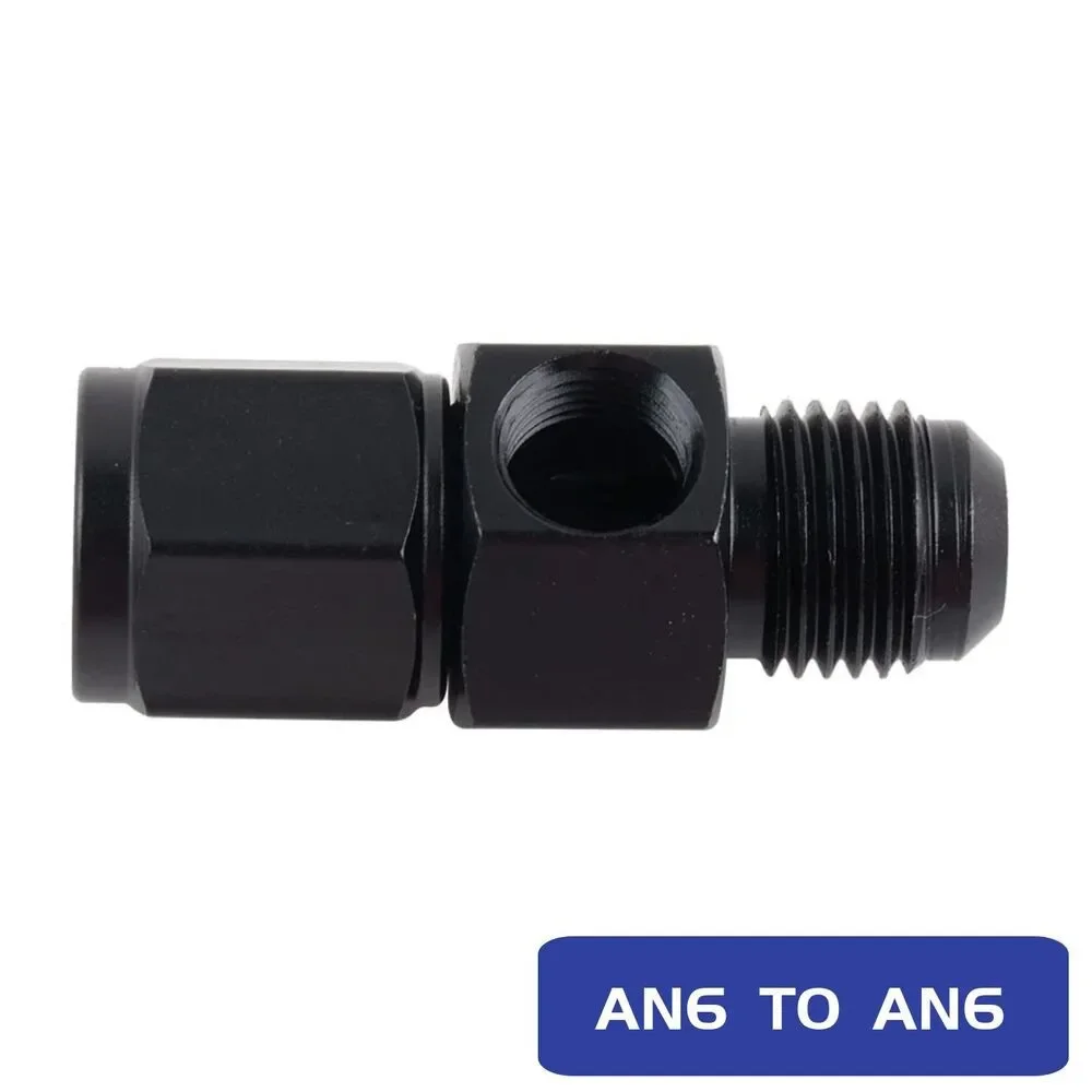 Black Blue 6AN Female to AN6 Male Straight Fitting Adapter 1/8NPT Pressure Temp Sensor Port