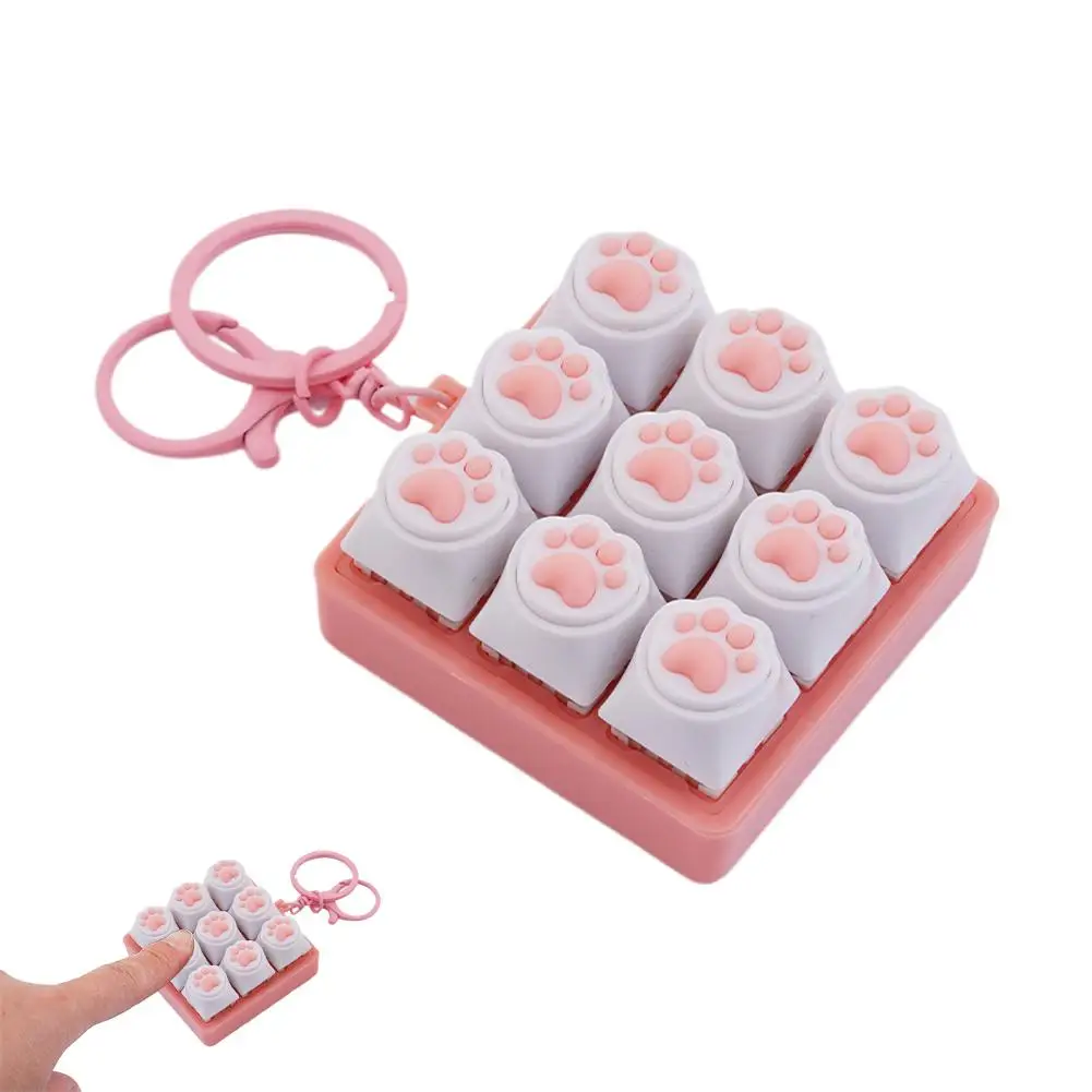 Cat Paw Button Keycap Fidget Keychain