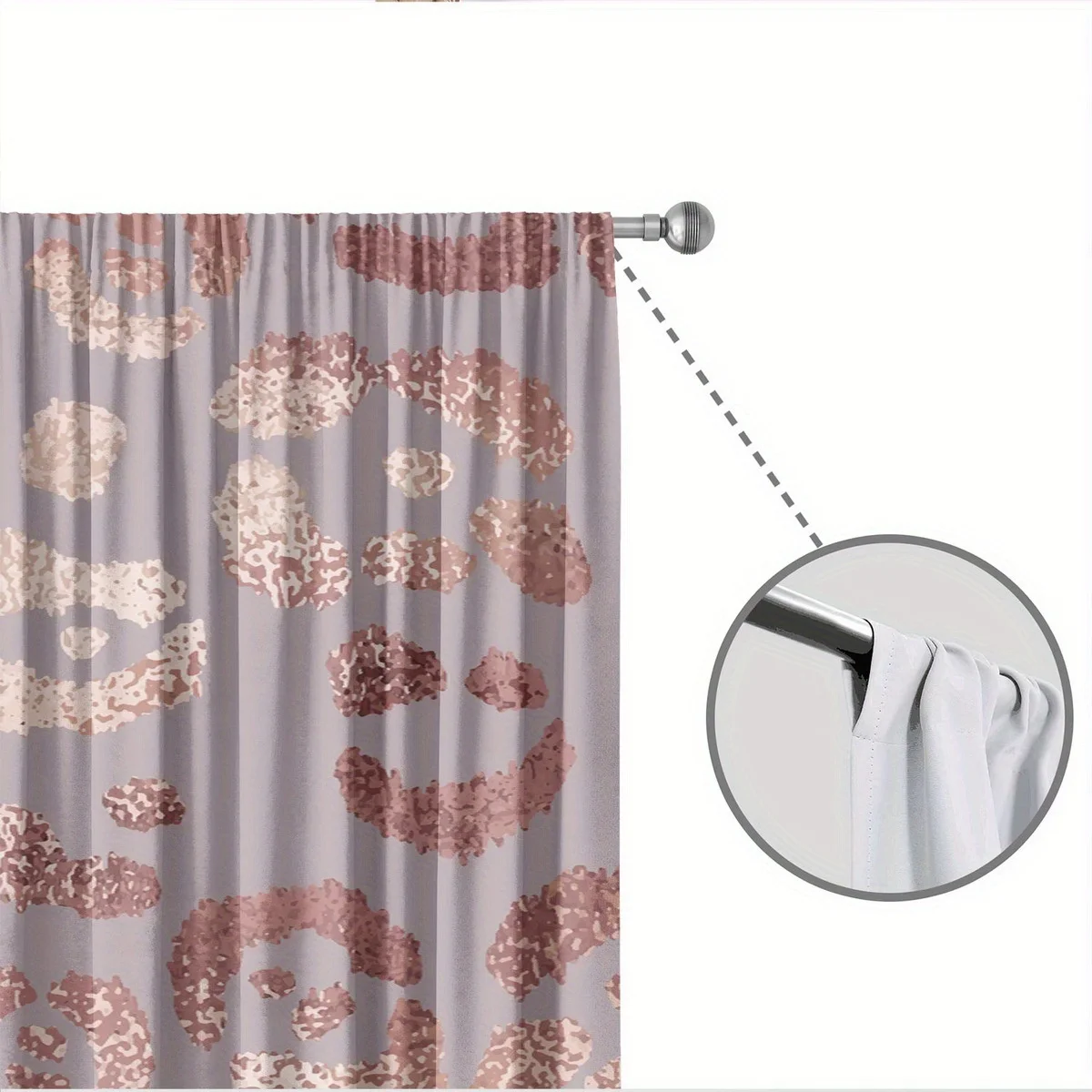 Blush Pink Rose Gold Abstract Animal Print Polyester Curtain Panels Drapes Window Curtains for Living Room Bedroom Home Decor Gl