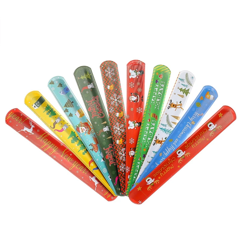 

30 PCS Christmas Slap Bracelet for Kids for Play at Kids Favourite Christmas Presents Kids Lovely Present W3JF