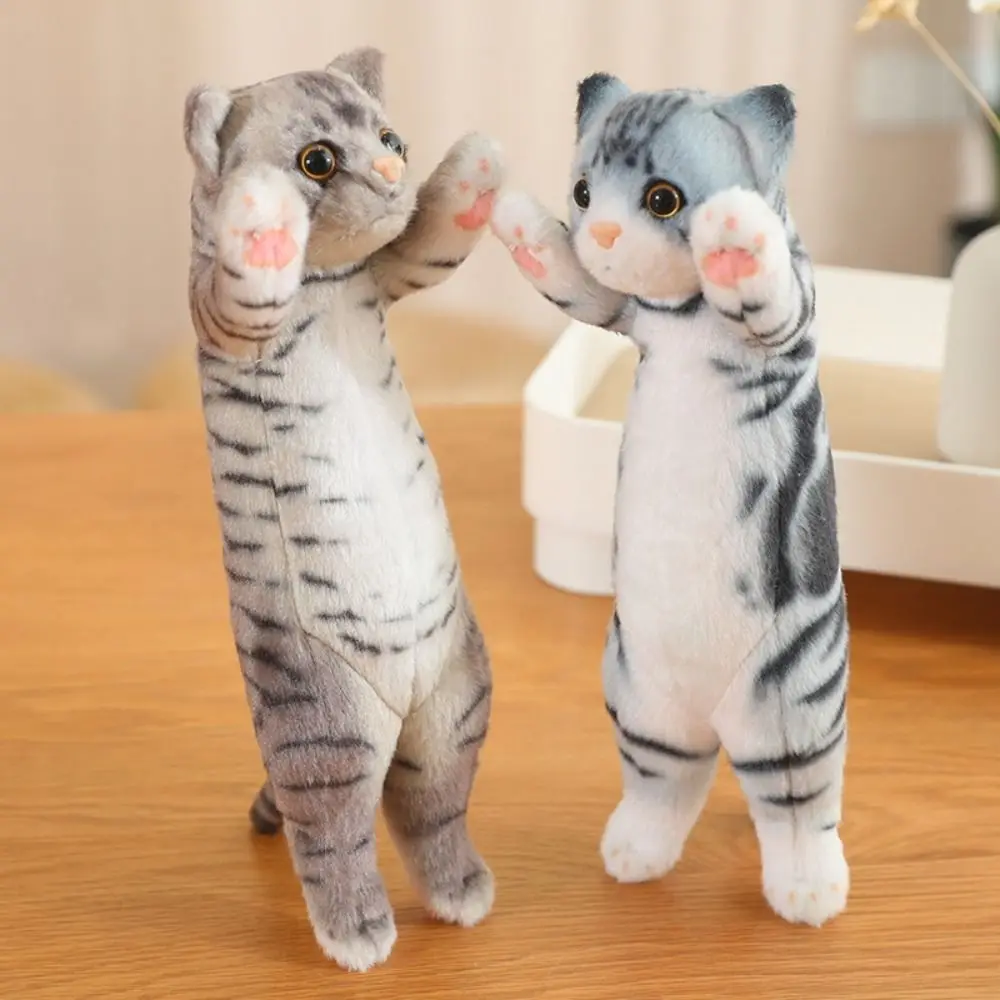 Brinquedos confortáveis pp algodão simulação gato de pelúcia em pé gato de pelúcia kawaii realista jumpping gatinho decoração de casa