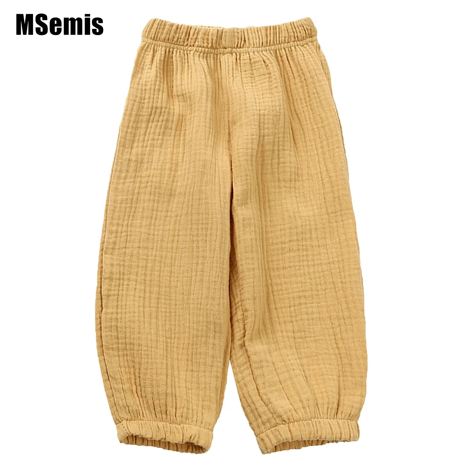 

Kids Boys Girls Casual Pants Mid Waist Pants Solid Color Breathable Elastic Waistband Long Bloomers Trousers