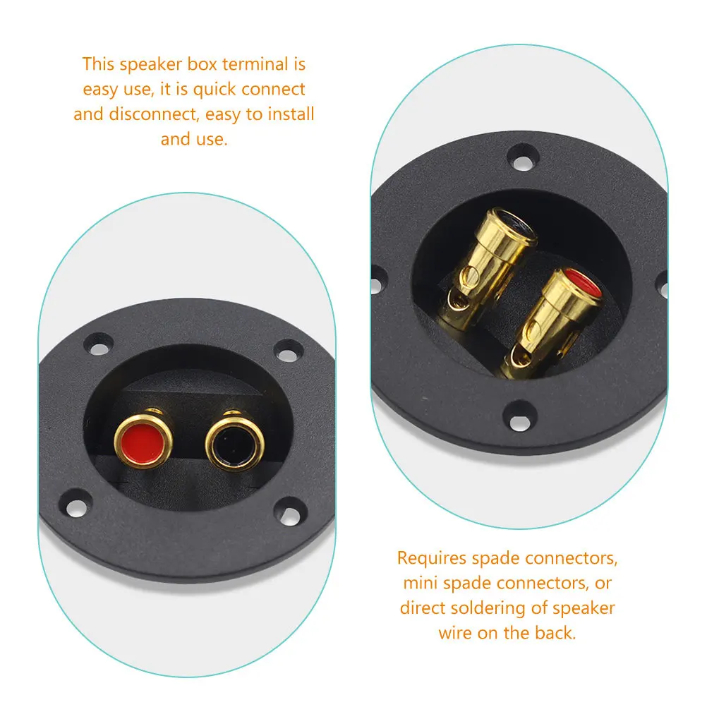 4Pcs Spring-Loaded Jack Connector Speaker Terminal 3.1 Inch Round Binding Post for Car Boat Home Audio Subwoofer Box DIY