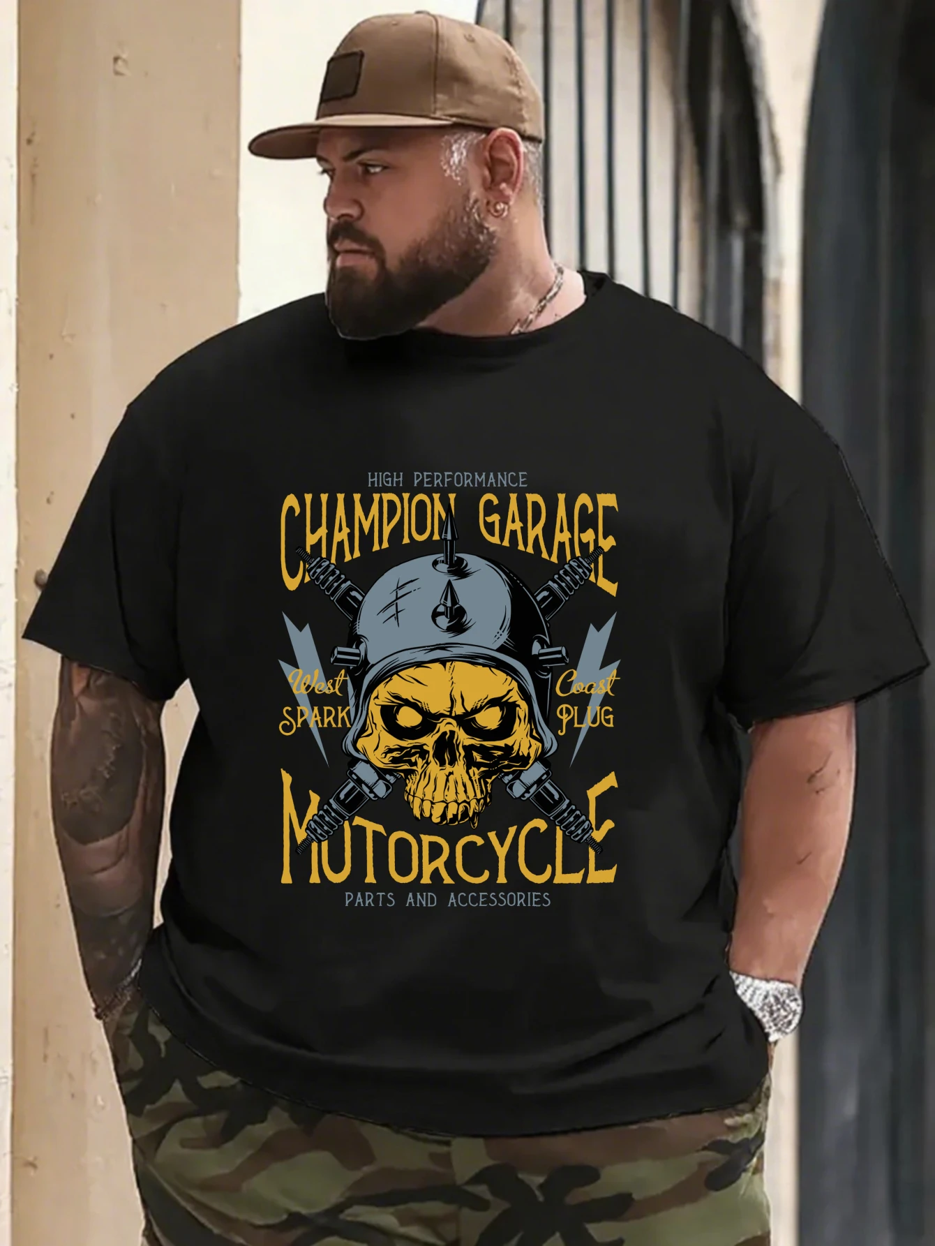 

Vintage Skateboard Skeleton Graphic T-Shirt for Men, Retro Skate Short Sleeve Tee, Casual Skull Print Tops