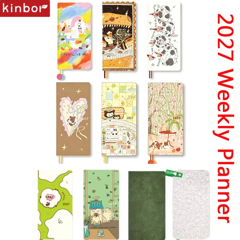 Kinbor 2027 Weekly Agenda Notebooks, 52gsm Thin Paper No Bleed Through, Time Management Diary With Checklist And Habit Organizer