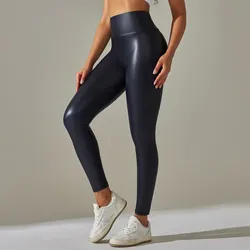 New PU Leather Pants for WOMEN'S Colorful High Waisted Tight Fitting Slimming and Yoga Leggings for External Wear