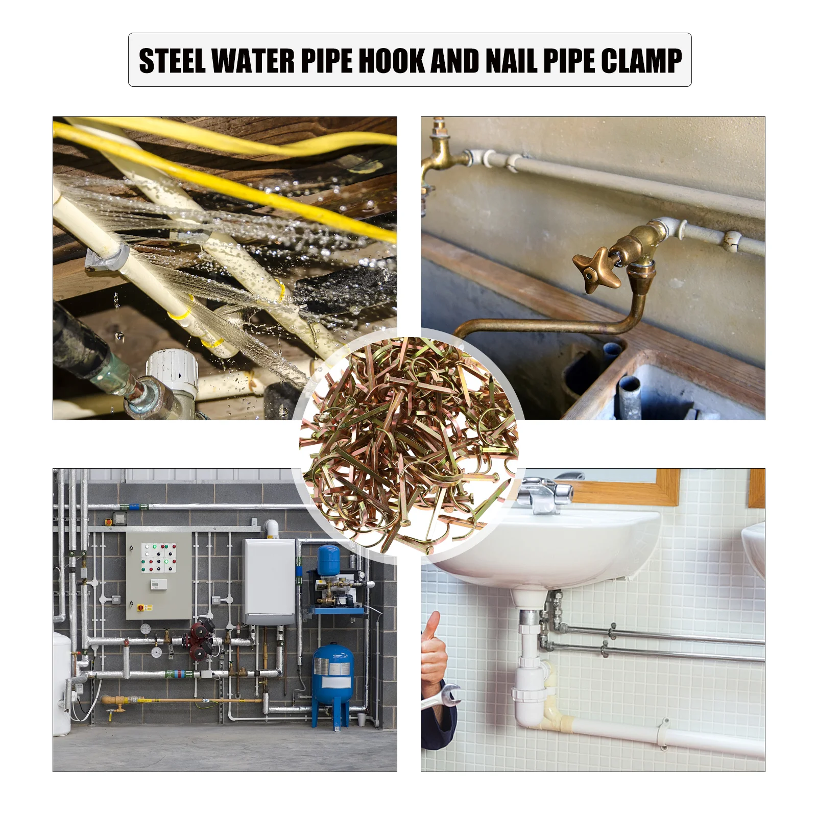 

200pcs Tube Nails For Pex Copper Cpvc Pipe Fixing Clips Holders Nail Durable Iron Support Clamps Tubing Support Nails