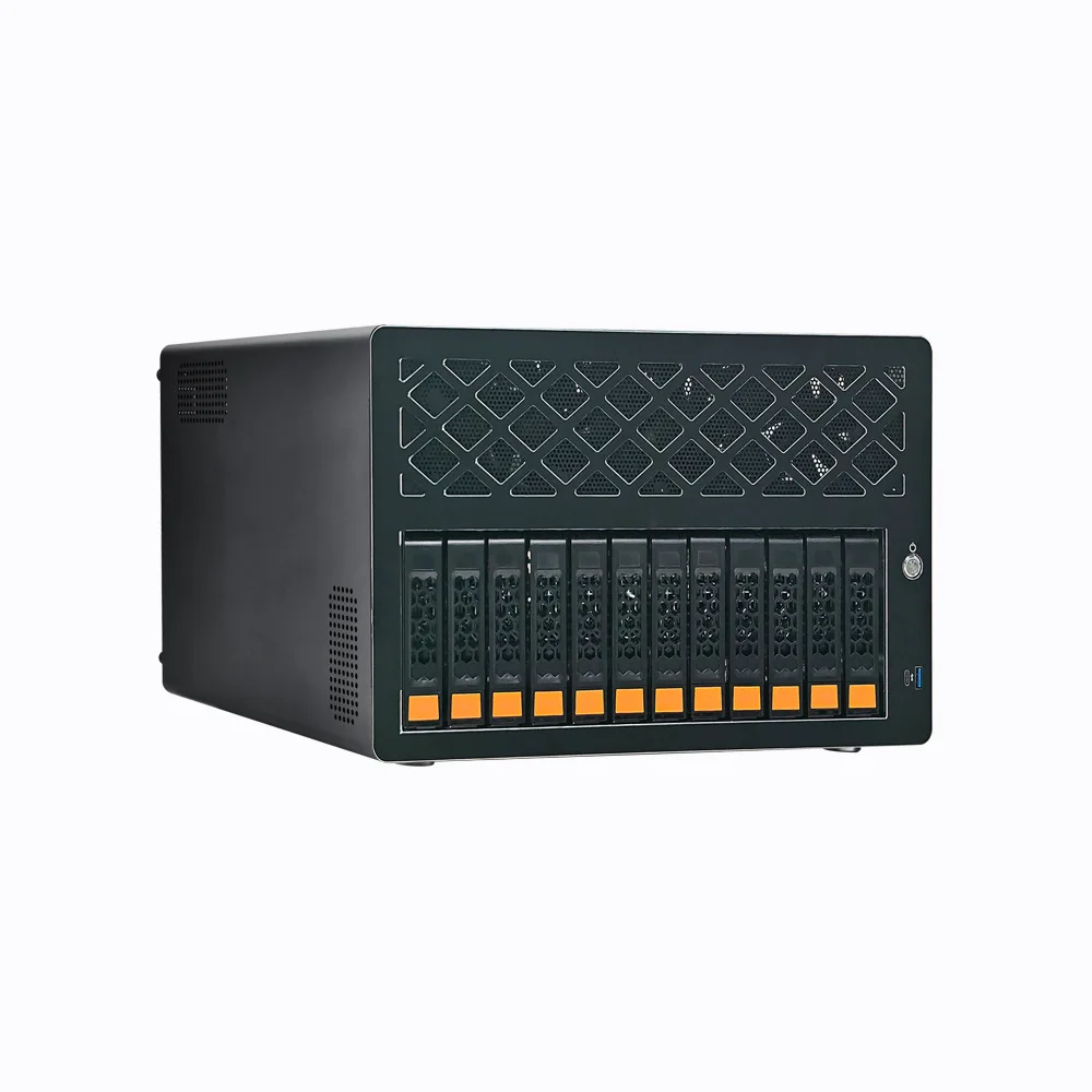 12 Bay Hot Swap Server Chassis, Support ATX Motherboard NAS Storage Case for Network Data Industrial PC Control