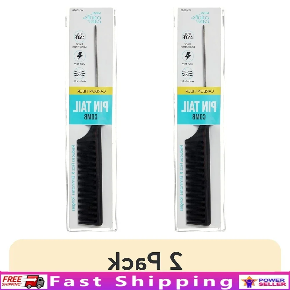 

2 Pack Carbon Fiber Pin Tail Hair Comb Heat Resistant Anti-Static Fine Tooth Detangling Sectioning Styling Hair Tools