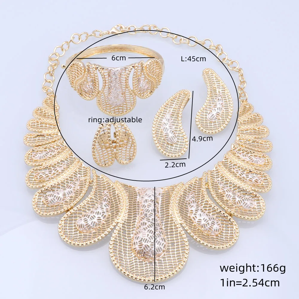 Necklace Set for Women Dubai African Silver Plated Jewelry Sets Bridal Earrings Rings Indian Nigerian Wedding Jewelery Gift