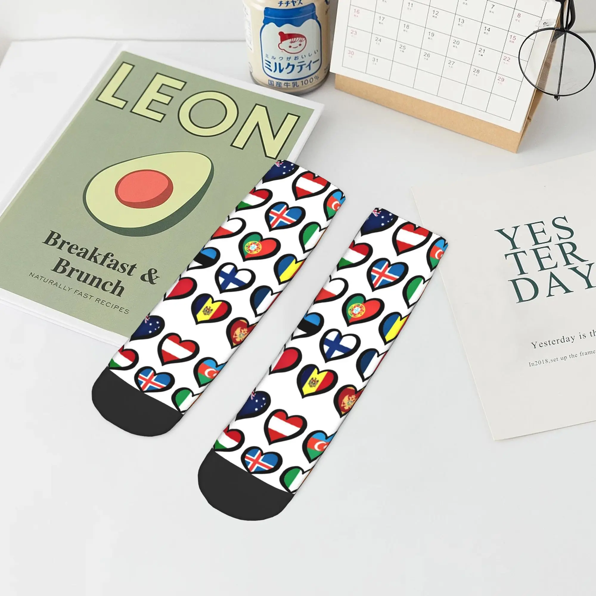 

Носки с сердечками для конкурса песни Евровидение, супер мягкие чулки в стиле Харадзюку, всесезонные носки, аксессуары для унисекс, рождественские подарки