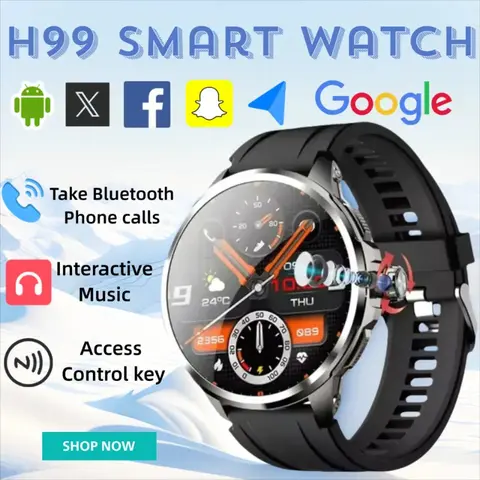 2025 신형 H99 스마트워치 5G 글로벌 네트워크 1.95인치 디스플레이 구글 플레이 스토어 게임 영상 지원 GPS WiFi 듀얼 포지셔닝