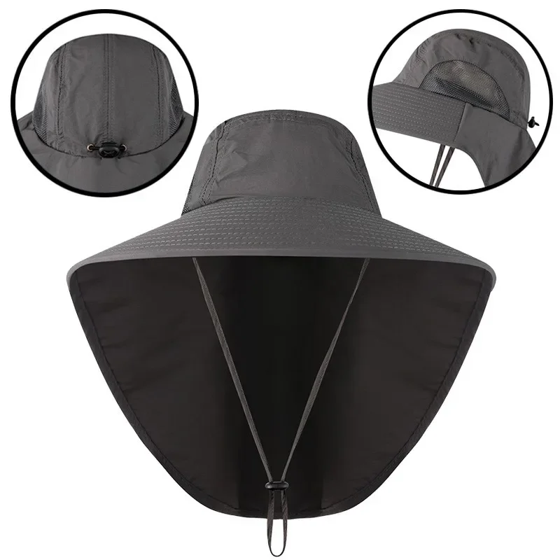 Outdoor Summer Sun Hats UV Protection Hunting Fishing Cap for Men Women Hiking Camping Visor Bucket Hat Neck Flap Fisherman Hat