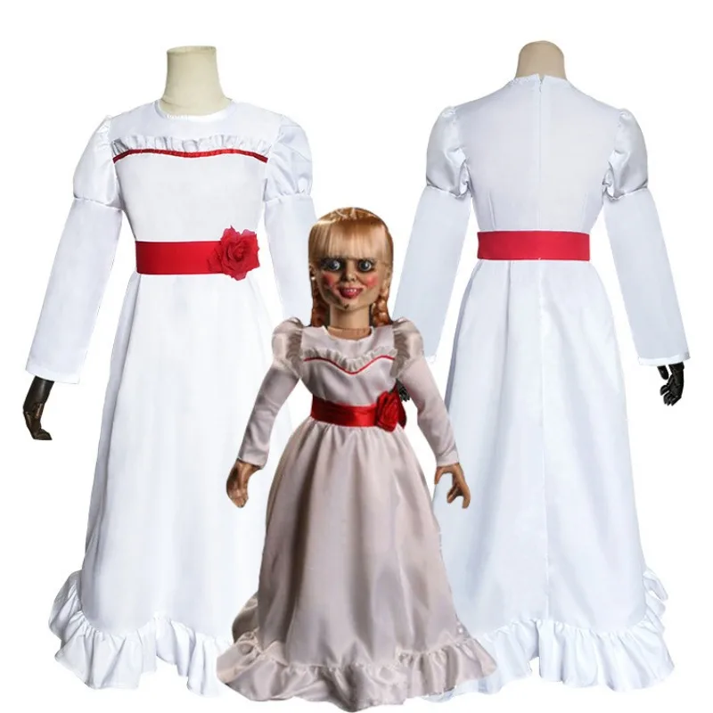 Annabelle Cosplay Costume Women Dress Adult Halloween Dress Up Party Costume Full Set