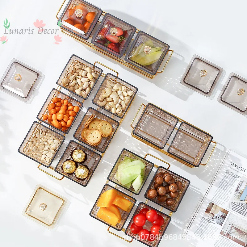 Minimalist acrylic dried fruit platter 6is high-end snack tray ktv bar fruit plate grid fruit plate