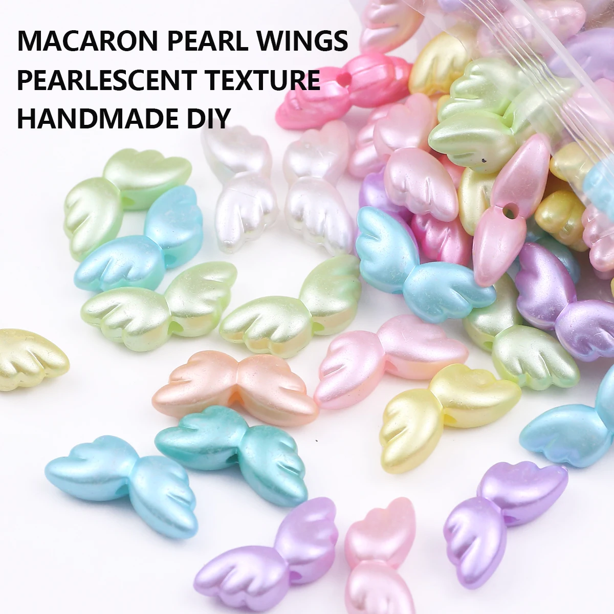 Pearlescent Color Cute Acrylic Wing Beads Multi Color Spacer Bracelet Charms Necklace Making Department DIY Jewelry Accessories
