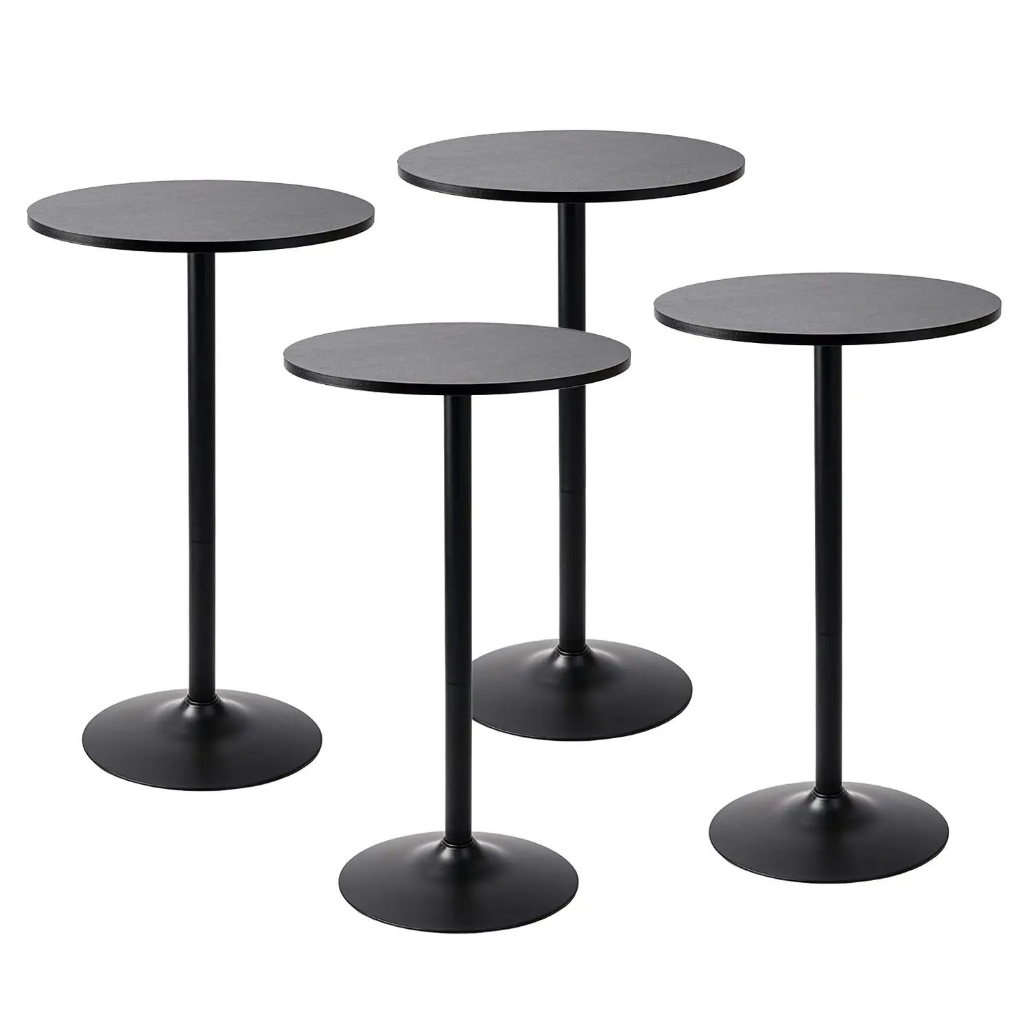 

Round Bar Height Pub Table, Black, 4-Pack - Sturdy Metal Base & MDF Top for Indoor Use