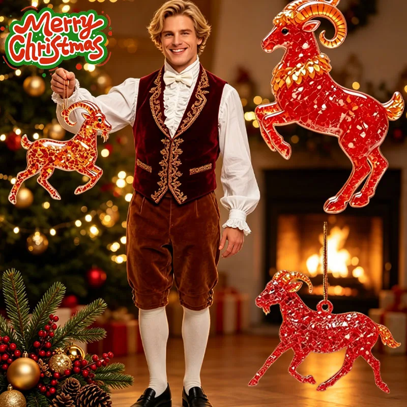 1-40PCS Durable Acrylic Zodiac Sheep Pendant Tag Hanging Ornament for Christmas Tree Room Gift Family Friends Celebration