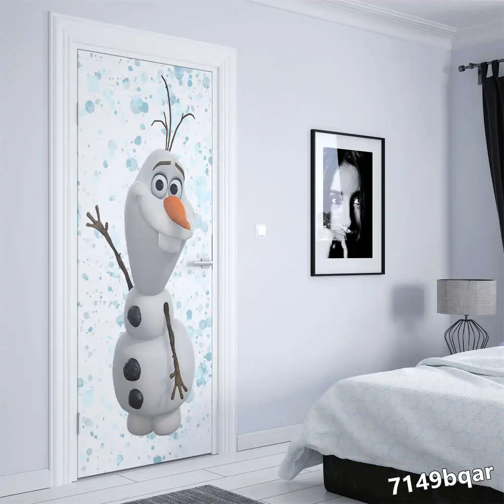 Disney Watercolor graffiti Frozen Elsa Anna Olaf Door sticker Home decoration Wall art door decoration Aesthetic Wall Sticker