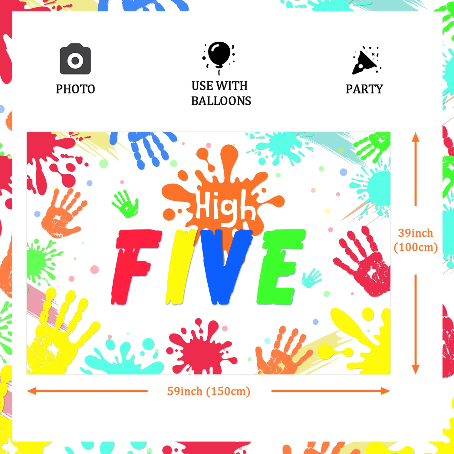 Hi Five Birthday Party Decor High Five 5th Birthday Party Background Banner Hand Print Photography Background per bambini di 5 anni