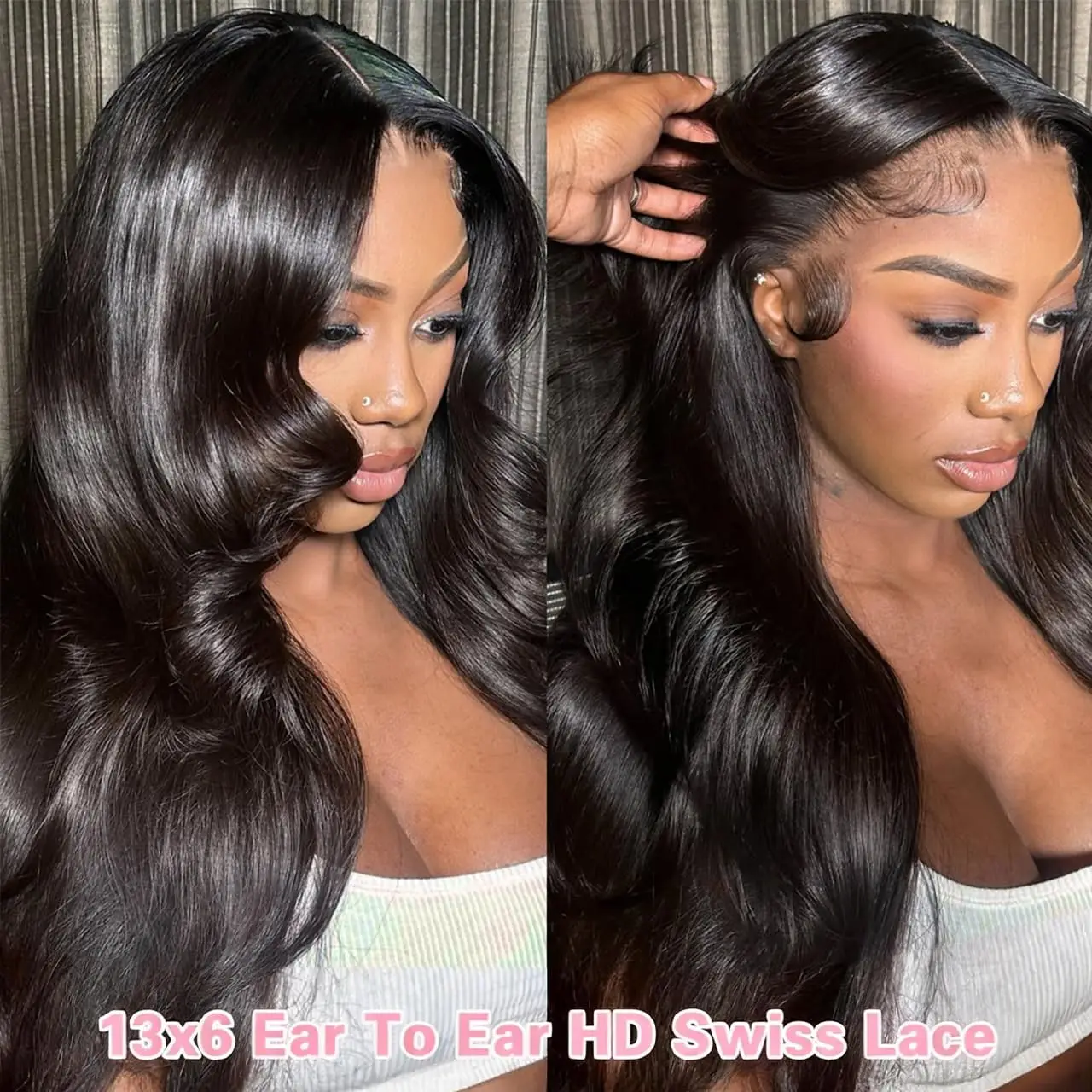 230% Density 40Inch 13x6 Body Wave Lace Front Wigs Human Hair Pre Plucked With Baby Hair 13x4 HD Transparent Lace Front Wigs For Women Natural Black Wigs Preplucked