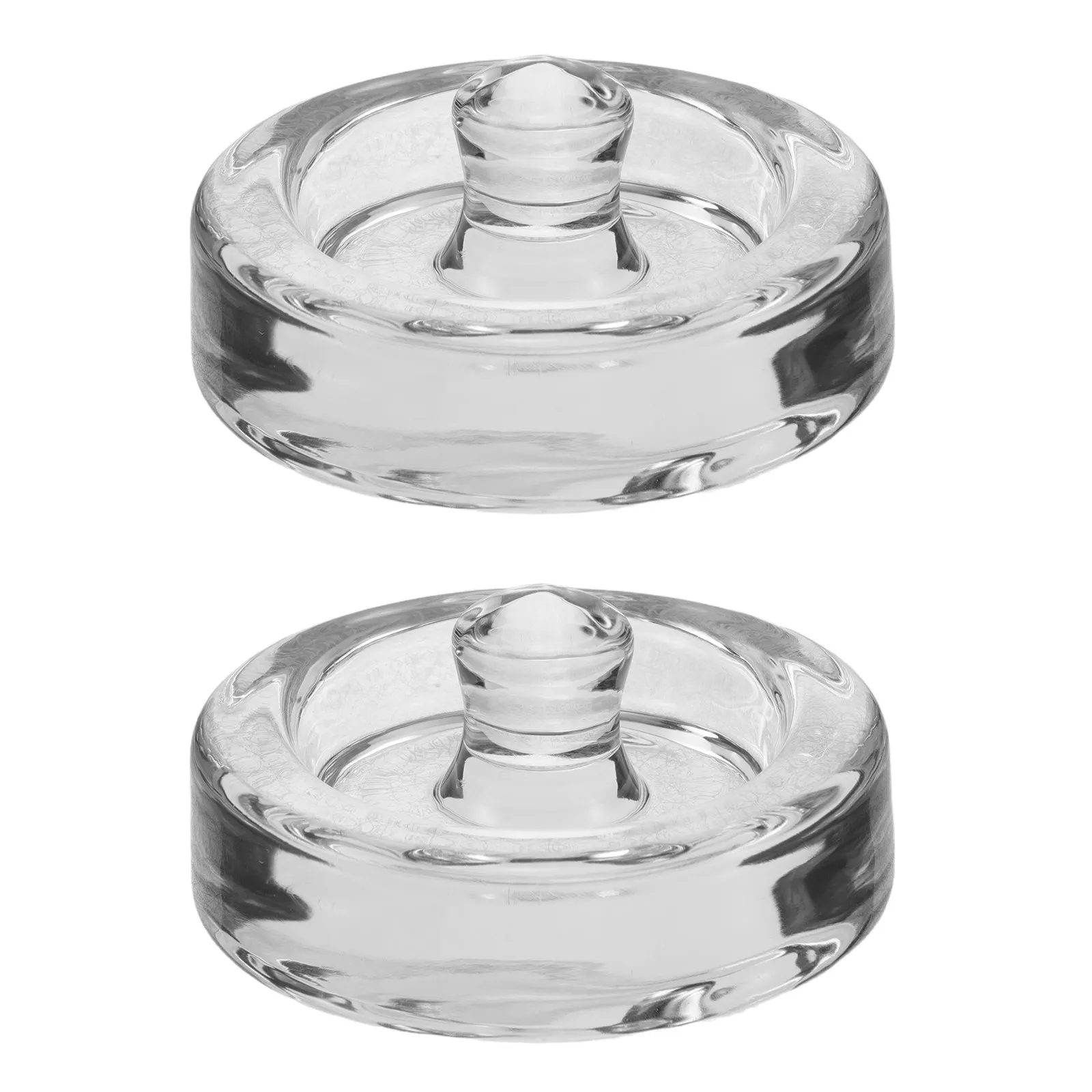 2Pcs Thick Clear Glass Fermentation Weights 3.15 Inch Handle Top Mason Jar Press Weight for Pickles Sauerkraut Kimchi