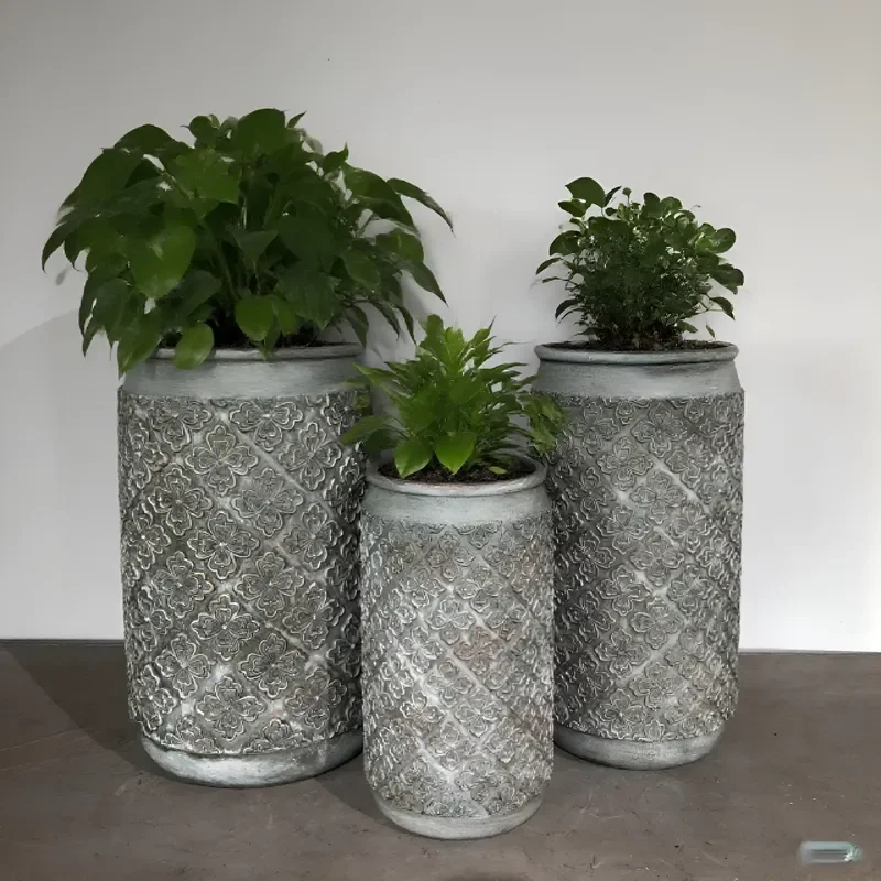 for Large Contemporary Modern Eco-friendly Fiberclay Clay Fiberstone Flower Pots Customized Capacity Multi-Use Outdoor Indoor