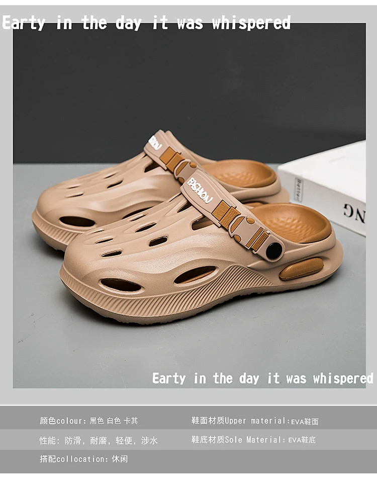 Herren Sommer Outdoor Rutschfeste Clogs mit Weichem Tragegefühl, Paar-Outdoor-Sport-Strandsandalen mit Geschlossener Zehenpartie – Detail 3