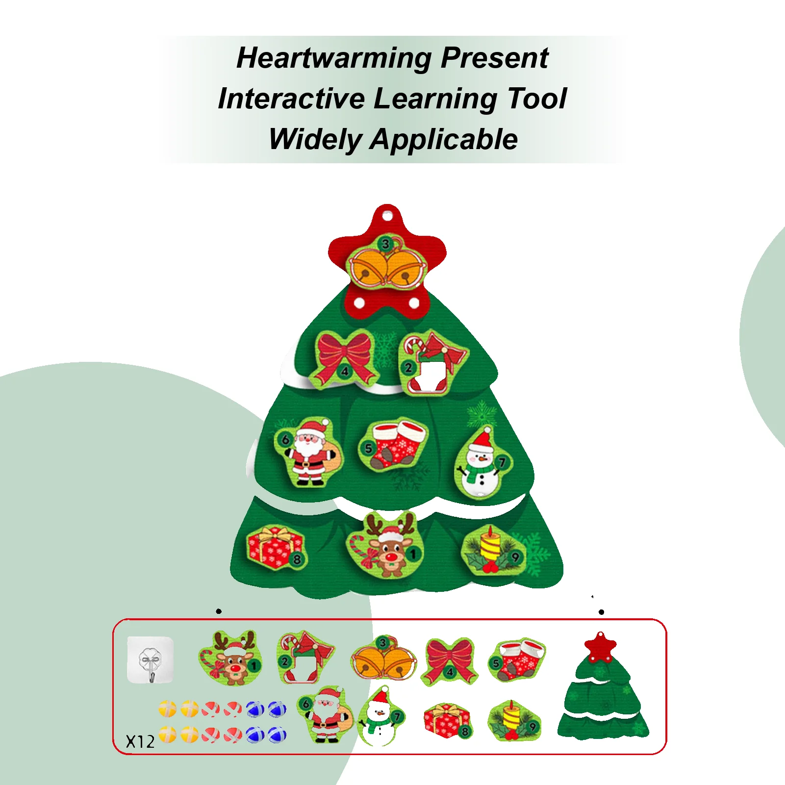 Dart Board 16.5 Icch Fun Christmas Tree Shape Dartboard DIY Christmas Games with Adhesive Balls for Indoor Outdoor Playroom