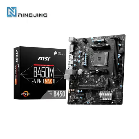 MSI B450M A PRO MAX II nouveau mATX AMD B450 DDR4 4133(OC) MHz,M.2,SATAIII,USB3.2, DVI-D,32G, meilleur support R9 prise CPU de bureau AM4