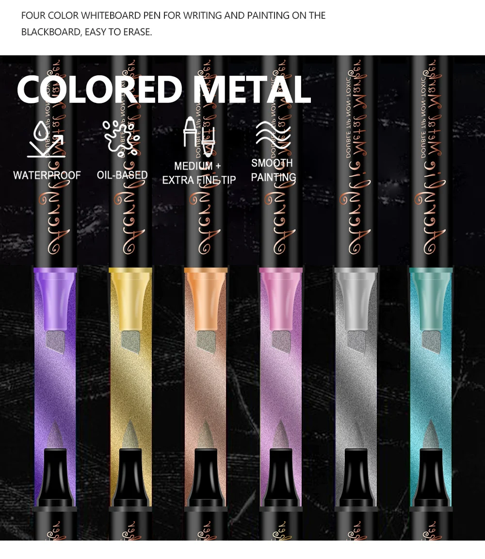 12/24 farben Set Doppel Kopf Punkt Stift Acryl Propylen Metall Marker Stift Hand Konto Gemälde Feine Kunst Pinsel Für karton – Detail 2