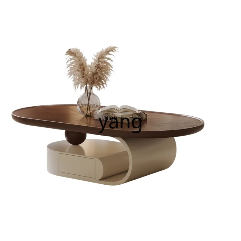 

Yjq Designer Modern Simple Coffee Table Living Room Solid Wood Silent Mid-Ancient Cream Style Walnut Color