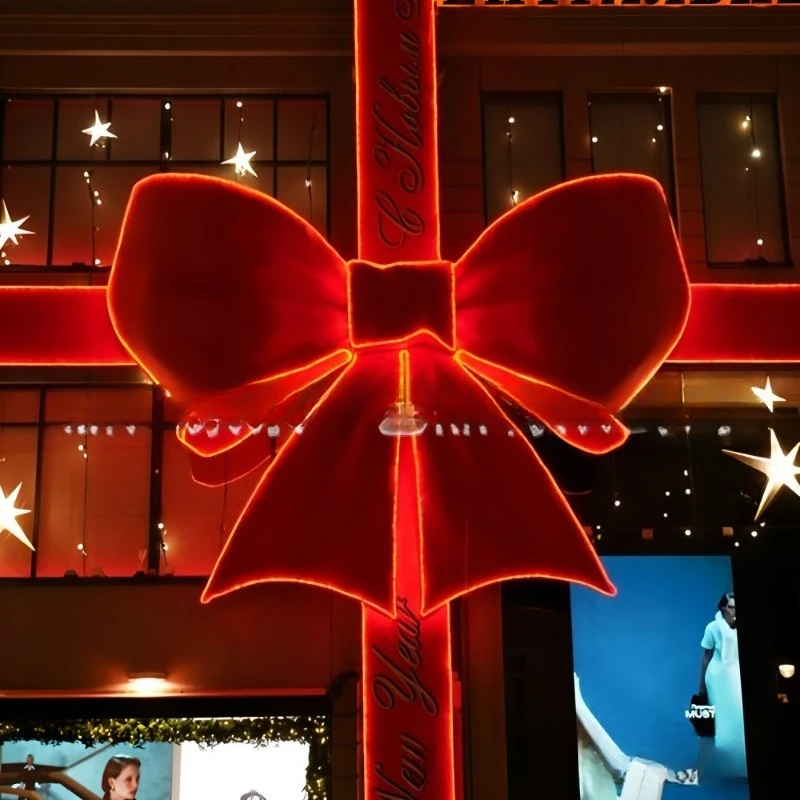 

2025 Christmas large bow lighting modeling light festival shopping mall wall decoration