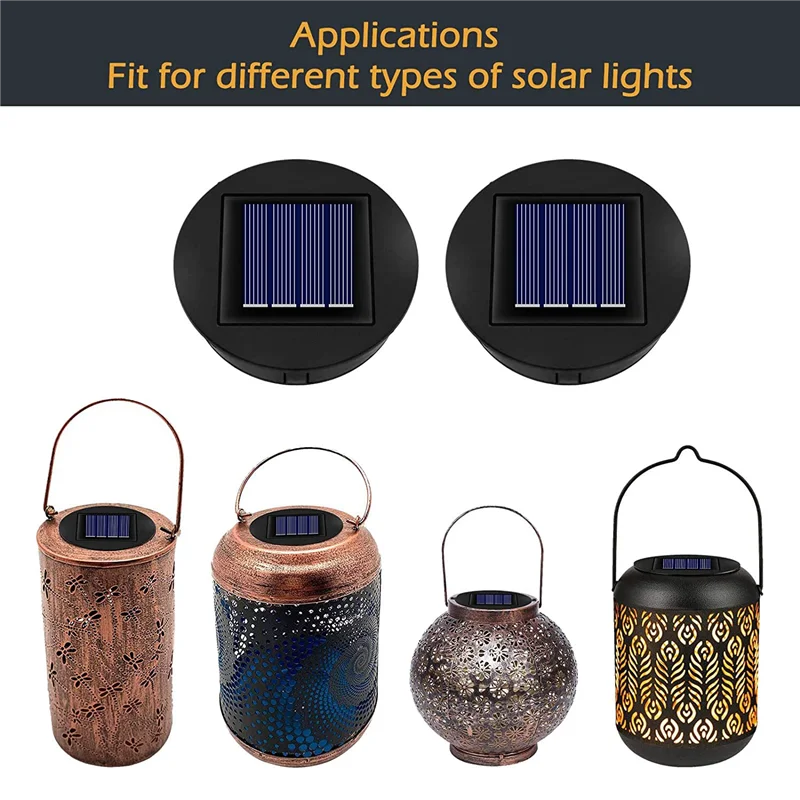 Unidad superior de repuesto de luz Solar de 2 piezas, 8cm, paneles solares de repuesto, para lámpara Solar de linterna de jardín exterior