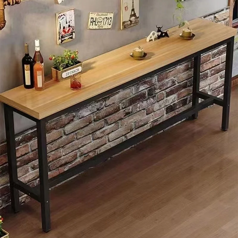 Bureau De réception à domicile élégant, Design rétro étroit, comptoir De Bar esthétique, dessus en bois, meubles commerciaux