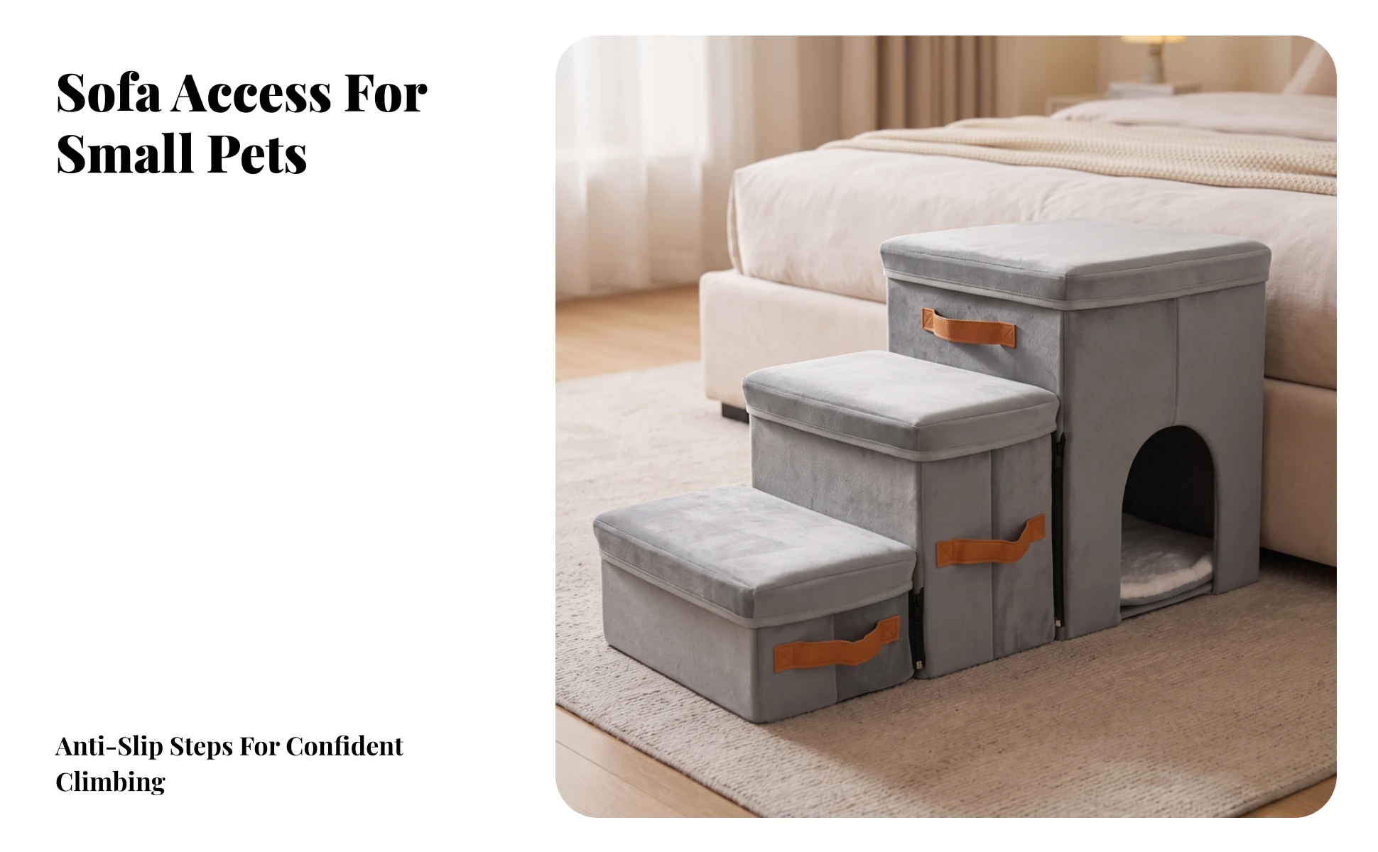 Pet Stairs with House Portable Pet Stairs with Storage Dog Steps with Storage Sturdy Furniture Cozy for Small Dogs, Sofa, Bed