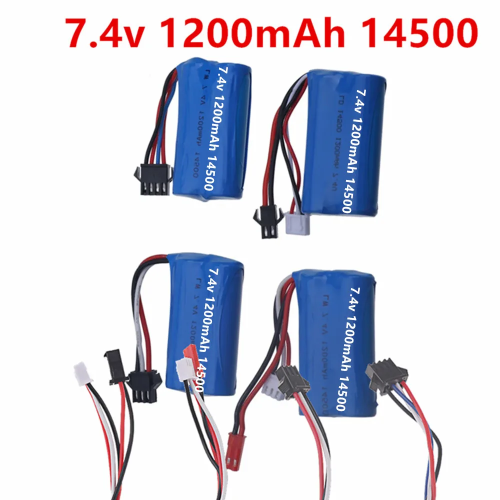 14500 7.4V 1200mAh Li-ion Battery SM-3P/JST/SM2P/SM4P For Remote Control water bullet gun Toys RC Parts 2S 7.4V Battery 1-2PCS