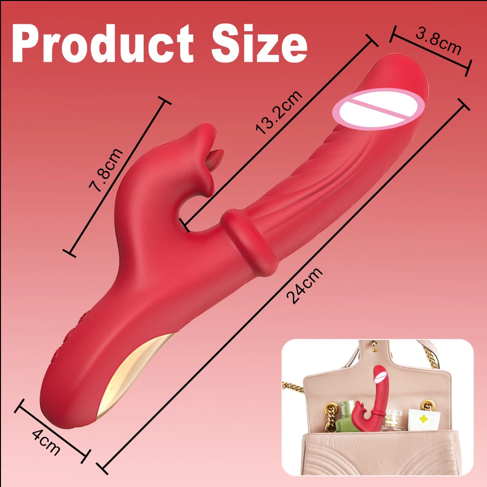 Thrusting Dildos Vibrator G-Spot Sliding Ring 7 Frequency & 10 Tongue Licking 10 Vibrating Modes Adult Sex Toy for Women Couple view 6