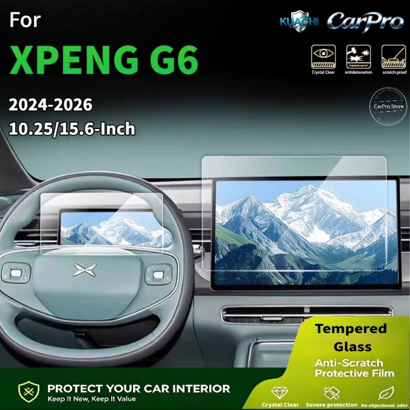 For XPENG G6 2024‑2026 10.25/15.6Inch Car Interiors Screen Tempered Glass Film Anti‑Scratch Anti‑Fingerprint Anti‑Grease
