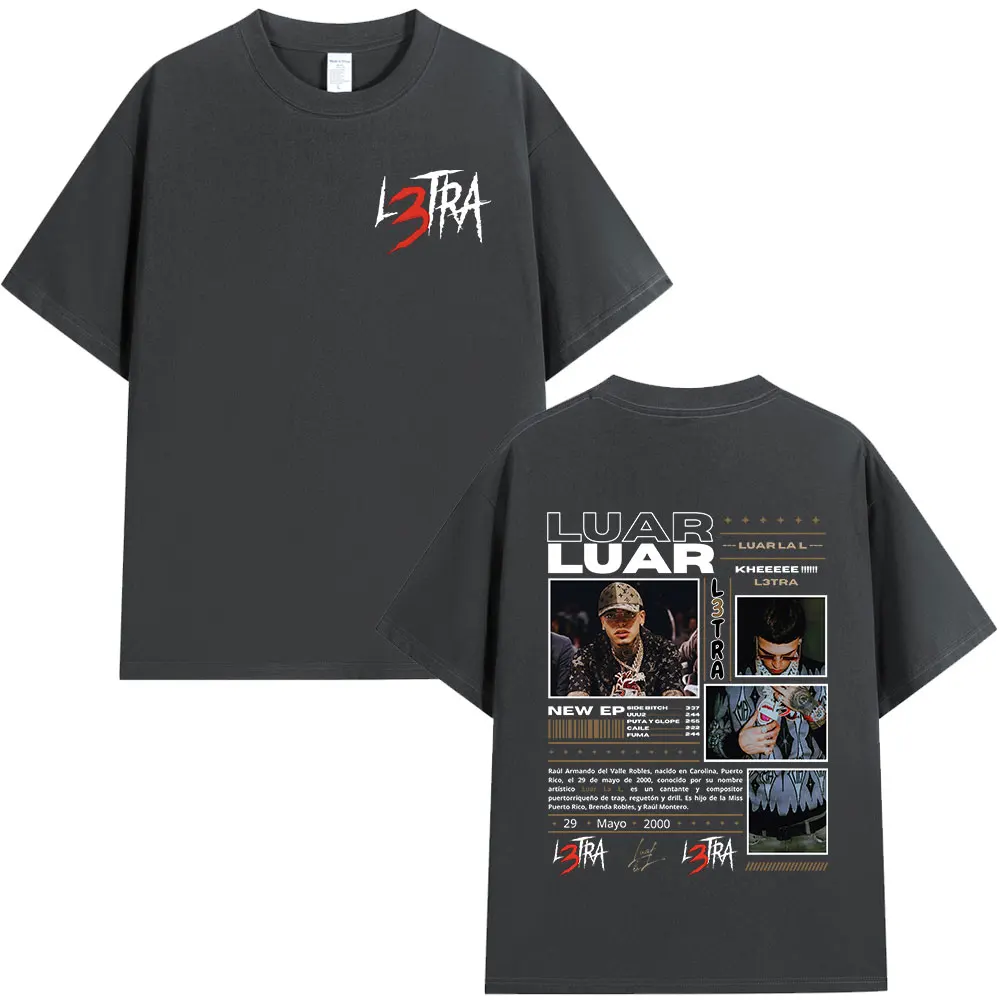 Rapper Luar La L Music Album L3TRA T Shirts Men Women Hip Hop Fashion Short Sleeve T-shirts Vintage Oversized Streetwear T-shirt