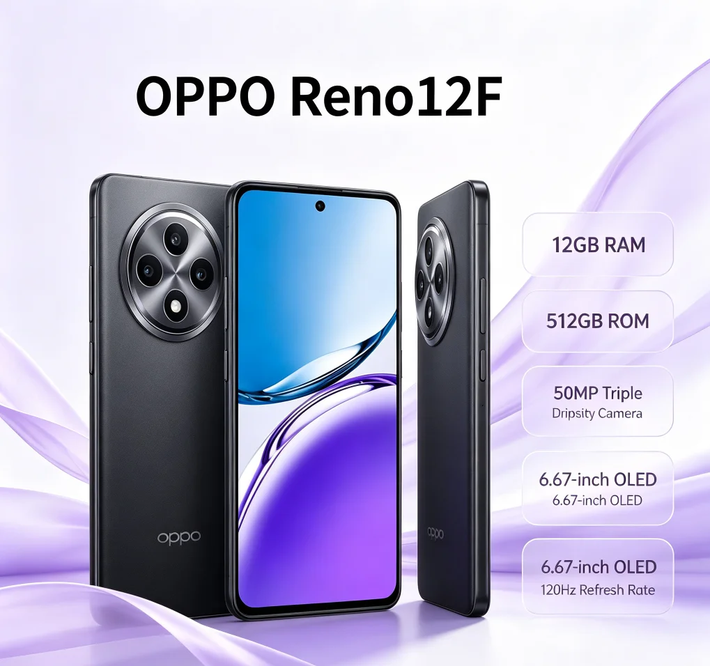 2026 OPPO Reno12F new phone Smartphone Model 12GB RAM 512GB Storage High-End Memory for Uninterrupted Usage Official Authentic
