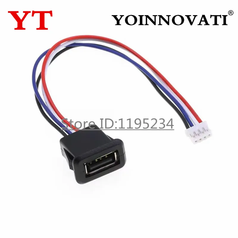 10PCS 2 Pin 4 Pin USB 2.0 Female Power Jack 2P 4P USB 2.0 Charging Port Connector Data Interface with Cable USB Charger Socket